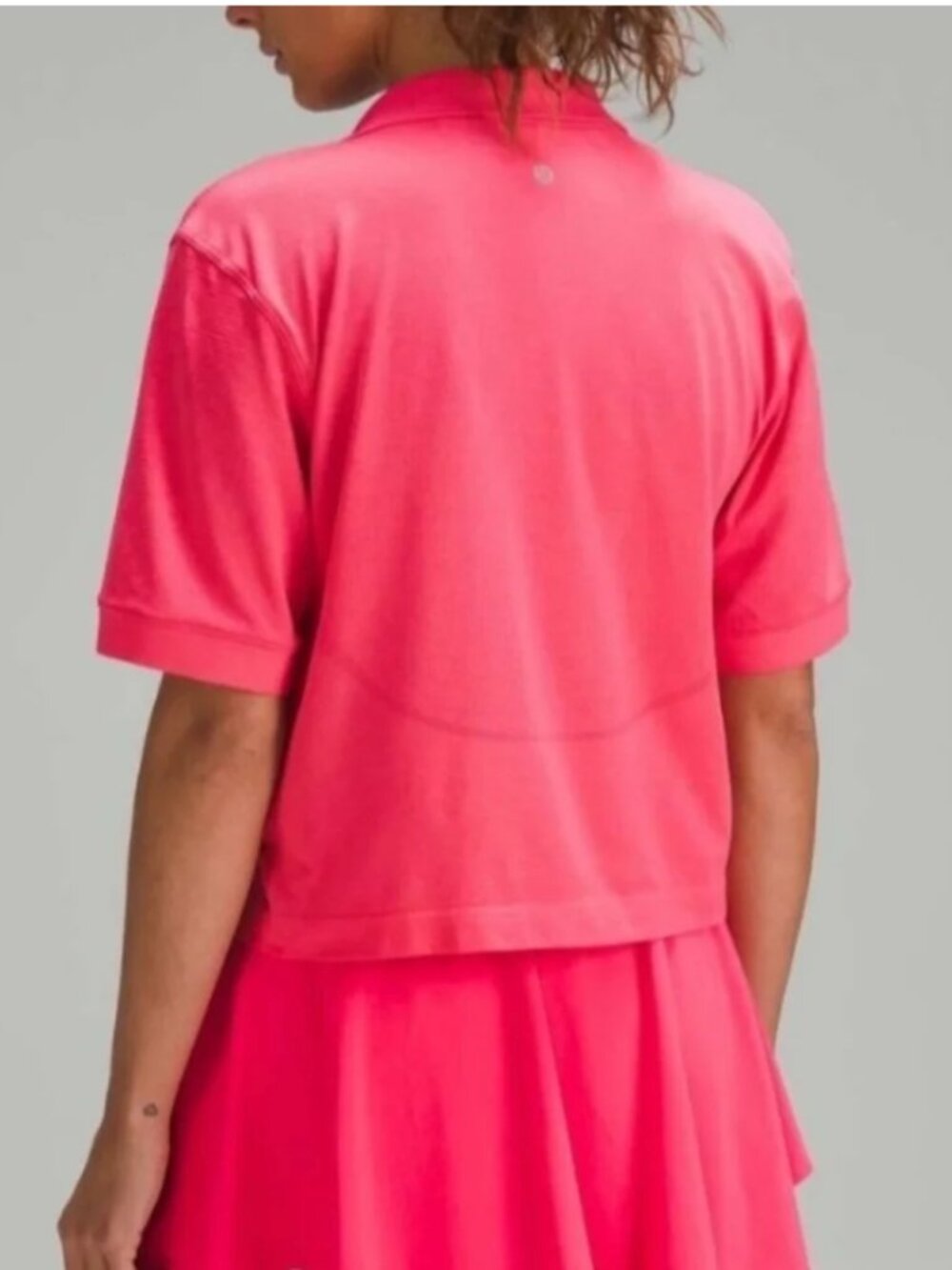 Lululemon Pink Swiftly Tech Polo Crop Short Sleeve Shirt Women's Size 8 Like New - Picture 2 of 8